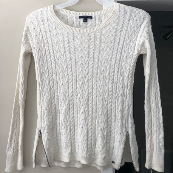 American Eagle Outfitters Sweaters - AMERICAN EAGLE OUTFITTERS  Women's Knitted Sweaters Round Neck, Size S, Cream.